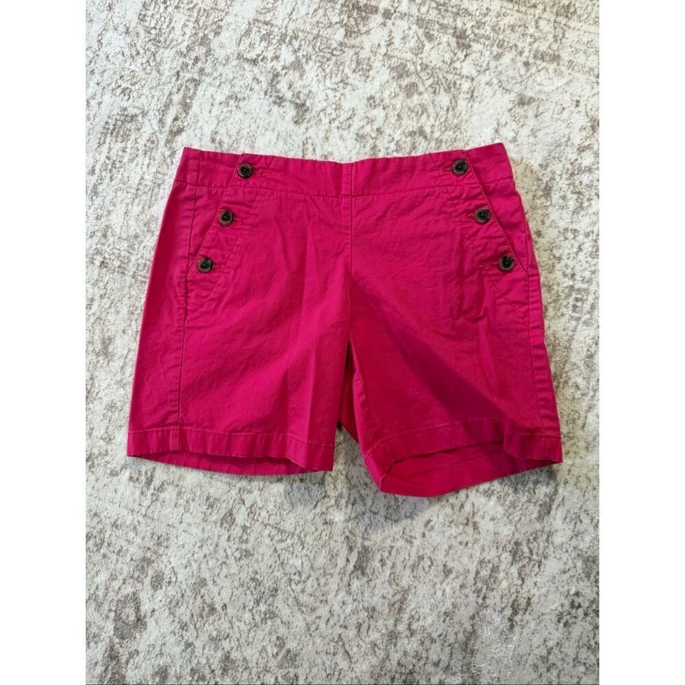 J. Crew Women's Flat Front Cotton Blend Sailor Chino Shorts Hot Pink Size 4